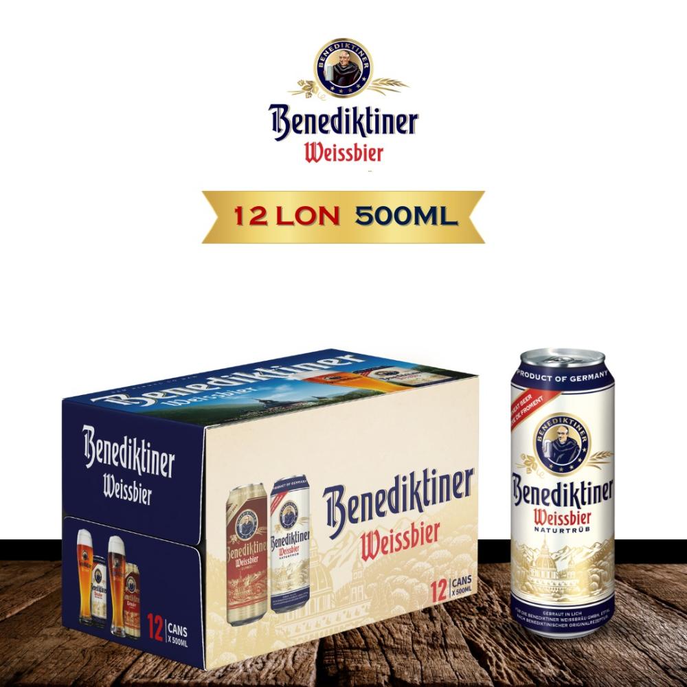 Bia Benediktiner Naturtrub -thùng 12 lon 500ml